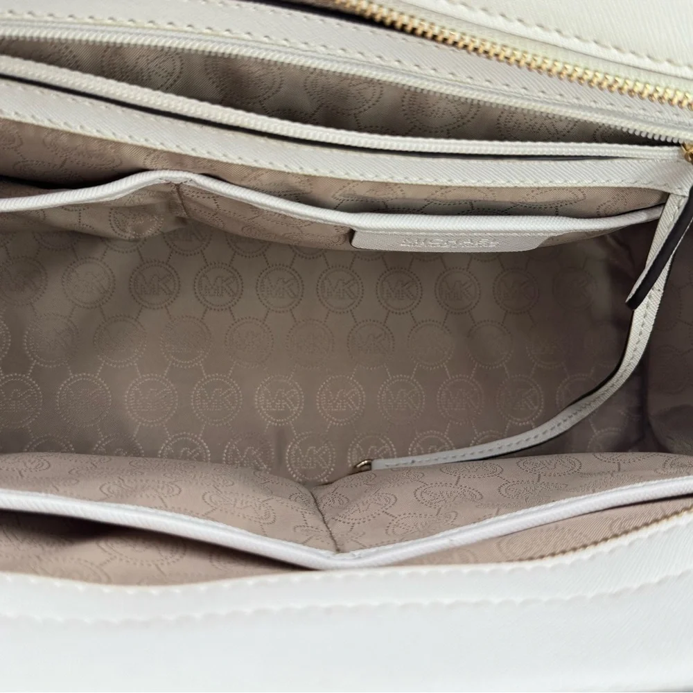 Michael Kors Selma White Saffiano Satchel With Dust Bag